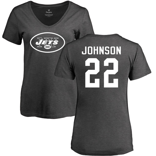 New York Jets Ash Women Trumaine Johnson One Color NFL Football #22 T Shirt->women nfl jersey->Women Jersey